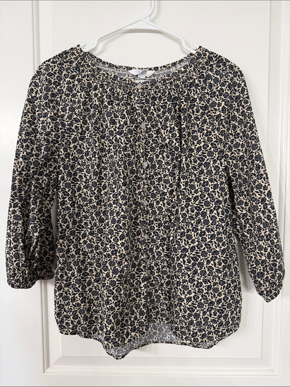 Time and Tru Navy Floral Peasant Blouse - Elegant Casual Top